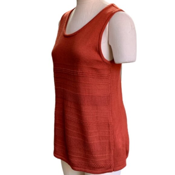 Market & Spruce Lightwt Textured Knit Sleeveless Tunic Tank Top Sz M Rust 15Q - Picture 4 of 7